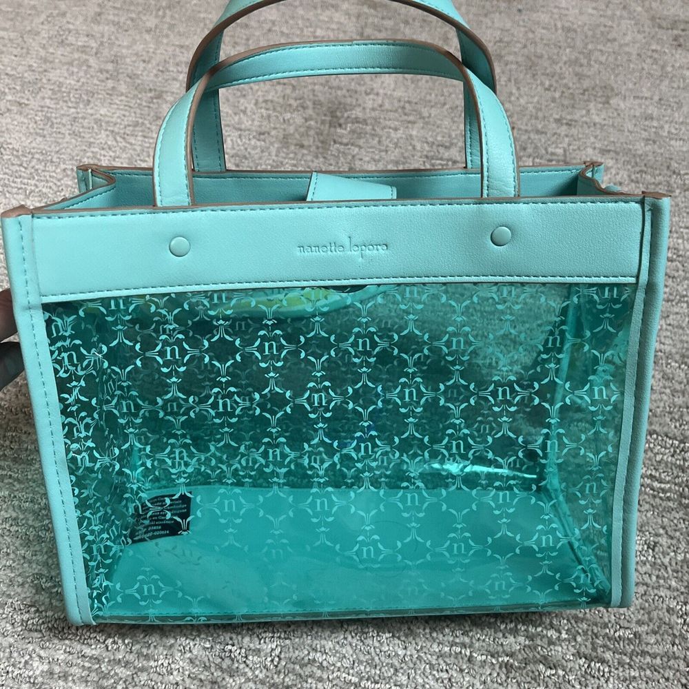 Nanette Lepore Arianna clear logo satchel with solid wristlet Teal - Picture 2 of 8